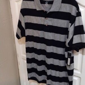Hype Men's Gray Black Polo Shirt Size L Short Sleeve NWT